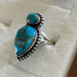 Copper Turquoise Solid 925 Sterling Silver Ring