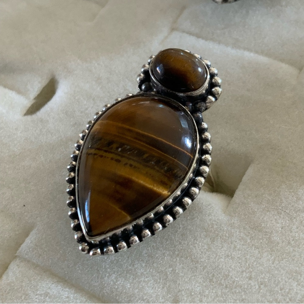 Tigers Eye Solid 925 Sterling Silver Ring