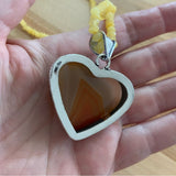 Heart Botswana Agate & Yellow Jade 4mm Necklace