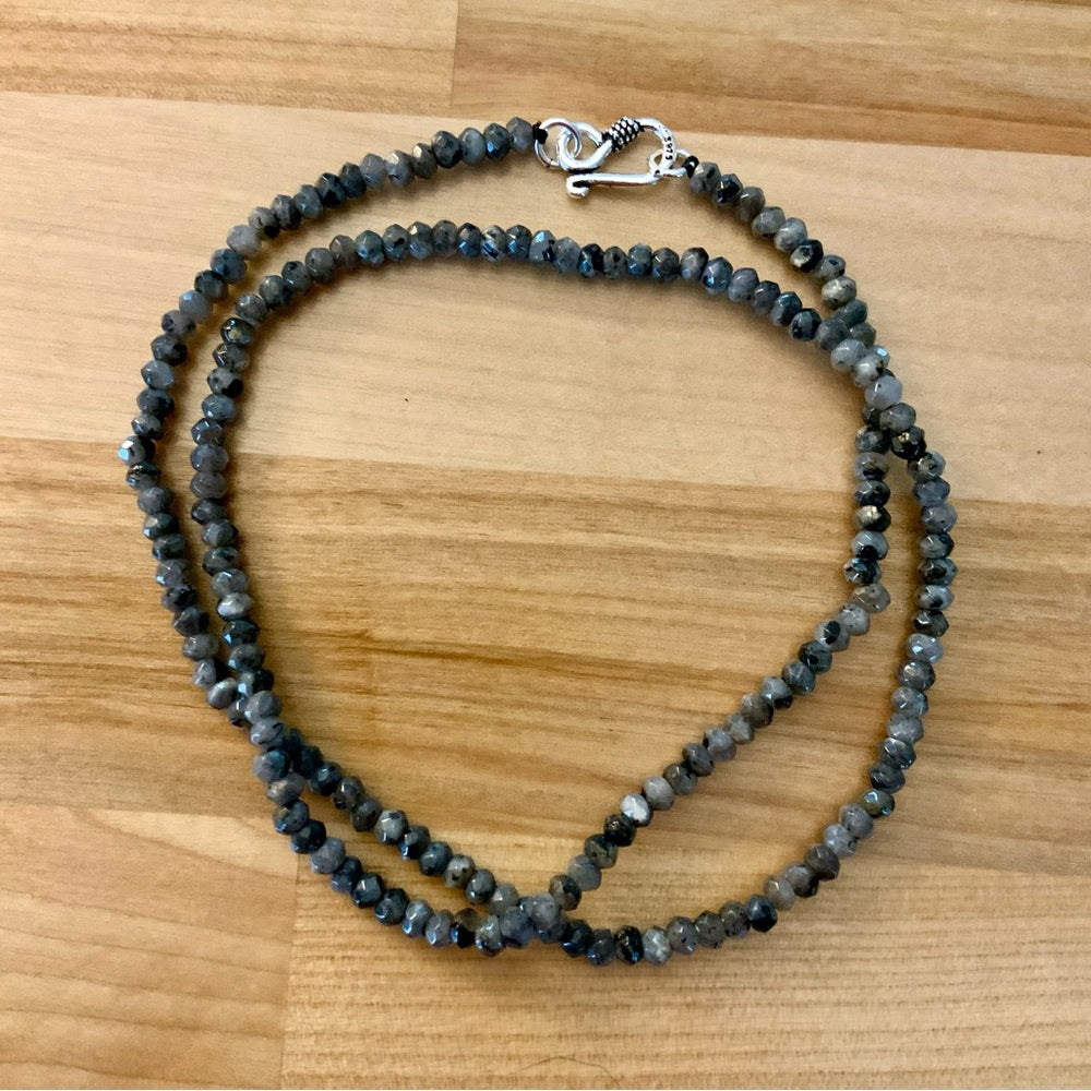 4 mm Labradorite 20” Beaded Necklace