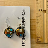 HEART Kingman Turquoise & Spiny Oyster Solid 925 Sterling Silver Earrings