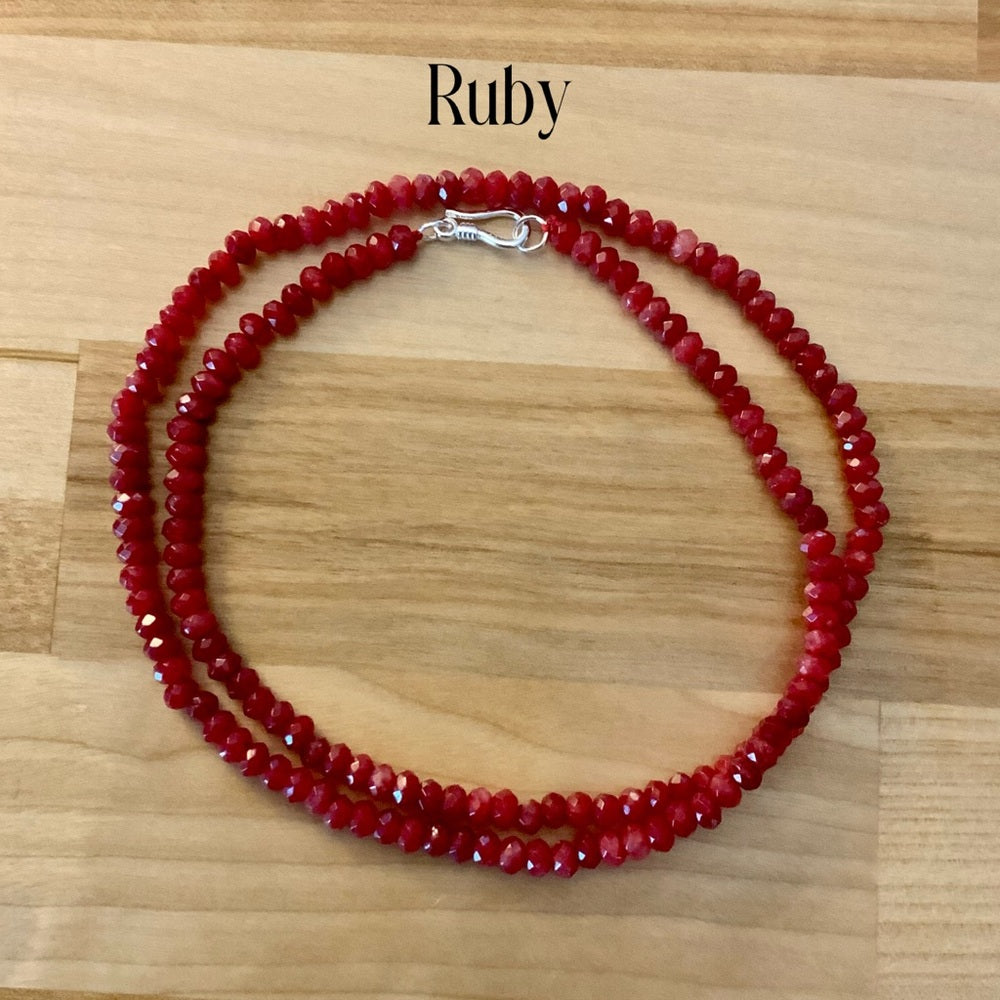 4 mm Ruby 24” Beaded Necklace
