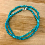 4 mm Blue Aquamarine 24” Beaded Necklace