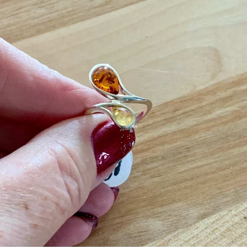 Genuine Baltic Amber Solid 925 Sterling Silver Ring 7