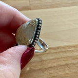 Gold Rutilated Quartz Solid 925 Sterling Silver Ring 7.5