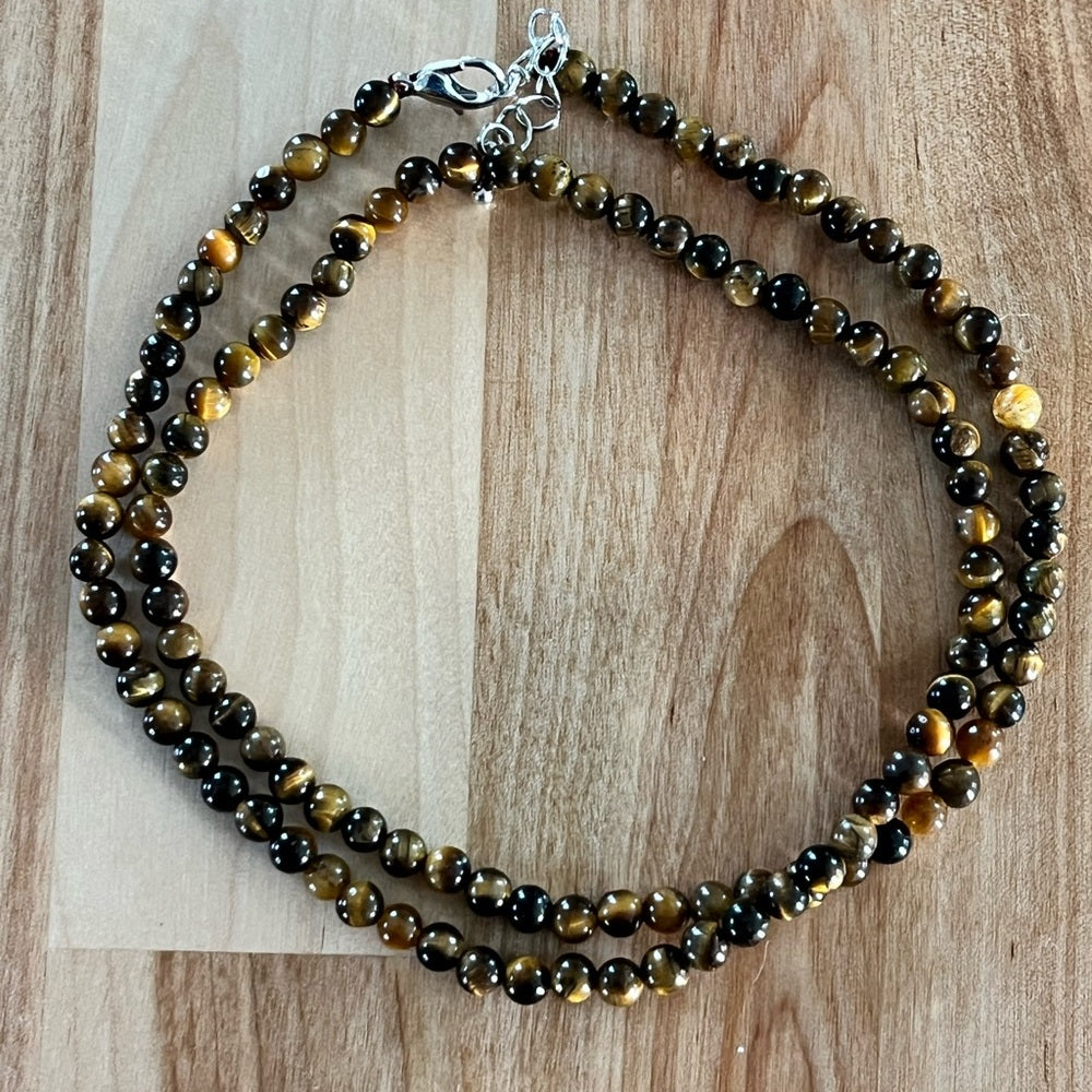 4 mm 20 inches Tigers Eye Beaded Necklace
