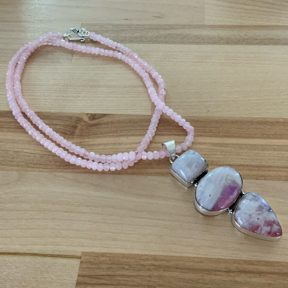 Pink Moonstone & Rose Quartz Necklace