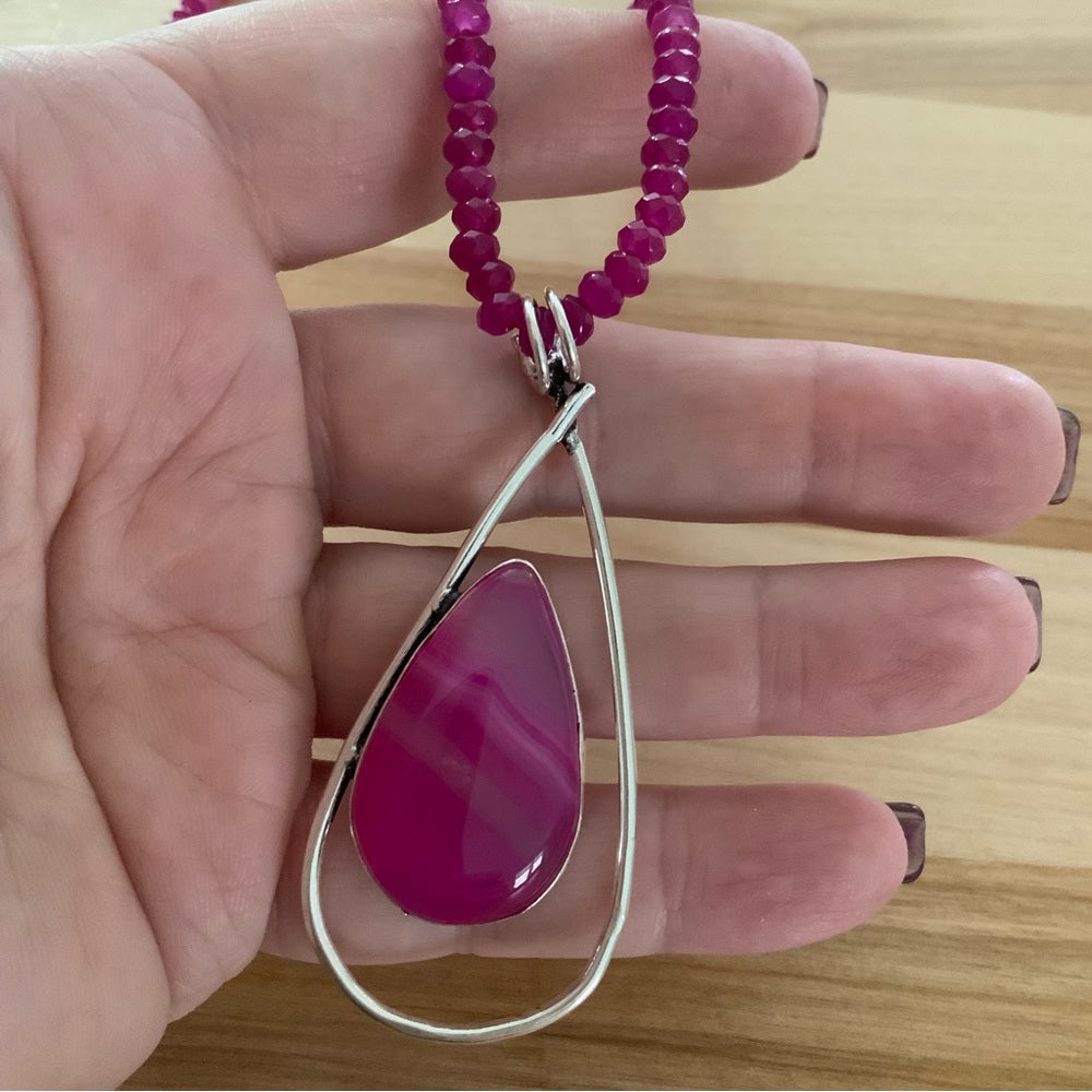 Pink Agate & Pink Ruby Necklace