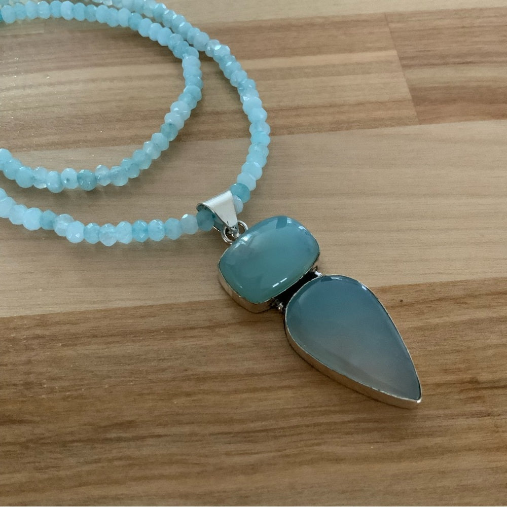 Blue Chalcedony & Aquamarine Necklace
