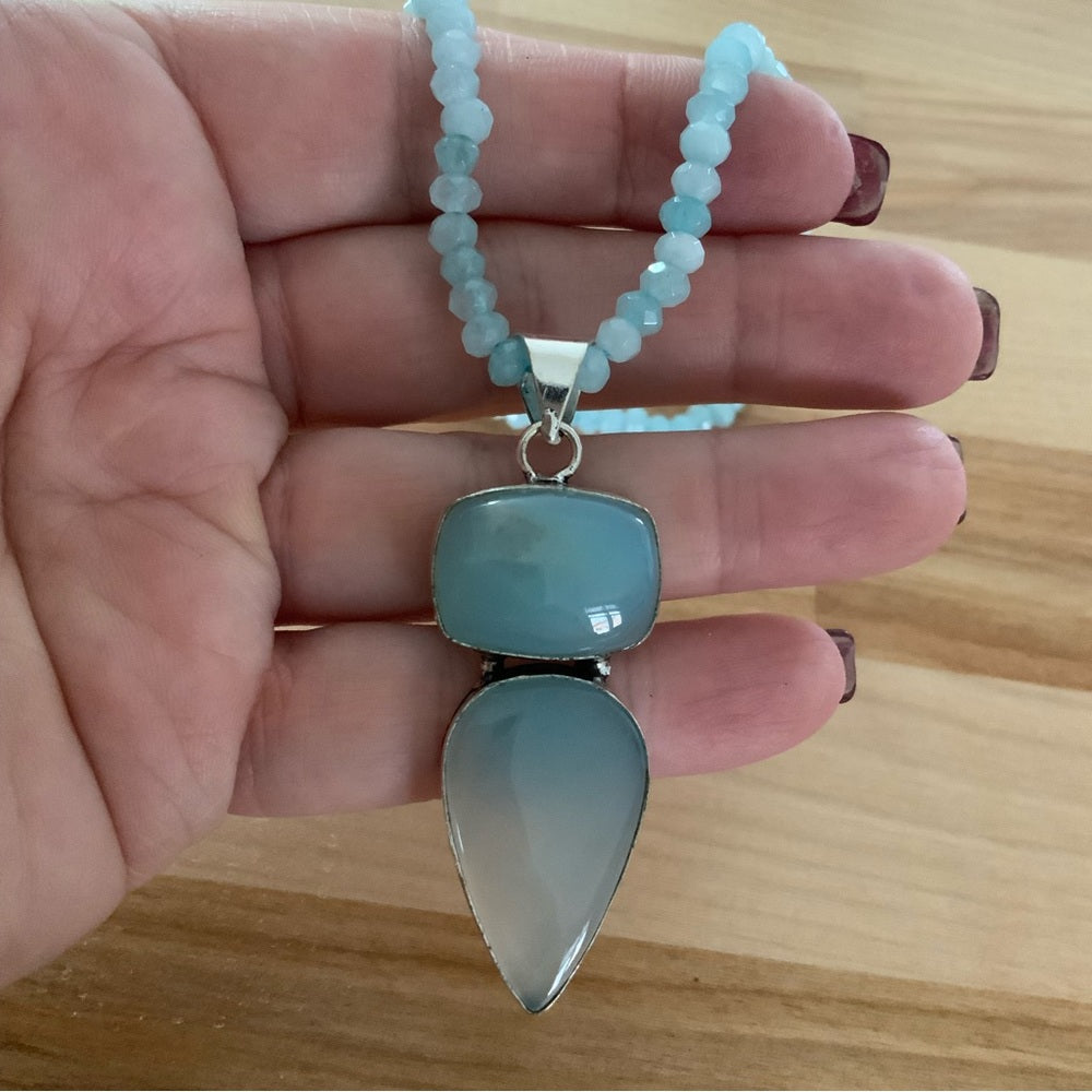 Blue Chalcedony & Aquamarine Necklace