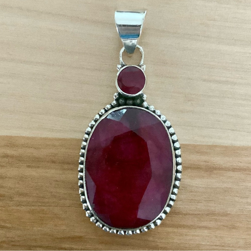 Ruby Solid 925 Sterling Silver Pendant