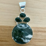 White Buffalo Turquoise & Onyx Solid 925 Sterling Silver Pendant