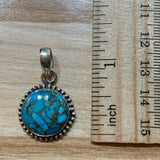Copper Turquoise Solid 925 Sterling Silver Pendant