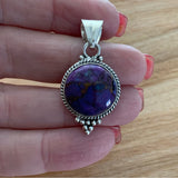 Purple Turquoise Solid 925 Sterling Silver Pendant