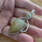 Golden Rutilated Quartz Solid 925 Sterling Silver Pendant