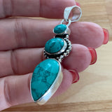 Turquoise Solid 926 Sterling Silver Pendant