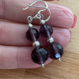 Faceted Amethyst Solid 925 Sterling Silver Earrings
