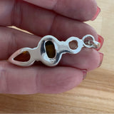 Citrine & Tigers Eye Solid 925 Sterling Silver Pendant