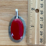 Italian Red Coral Solid 925 Sterling Silver Pendant