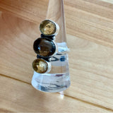 Smoky Topaz & Citrine Solid 925 Sterling Silver Ring