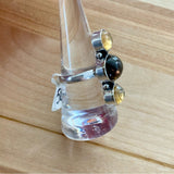 Smoky Topaz & Citrine Solid 925 Sterling Silver Ring
