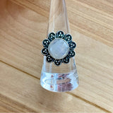 Rainbow Moonstone Flower Solid 925 Sterling Silver Ring