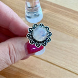 Rainbow Moonstone Flower Solid 925 Sterling Silver Ring