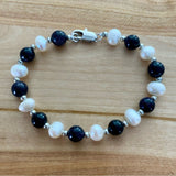 Freshwater Pearl & Blue Sandstone Bracelet