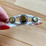 Tigers Eye & Citrine Solid 925 Solid Sterling Silver Cuff