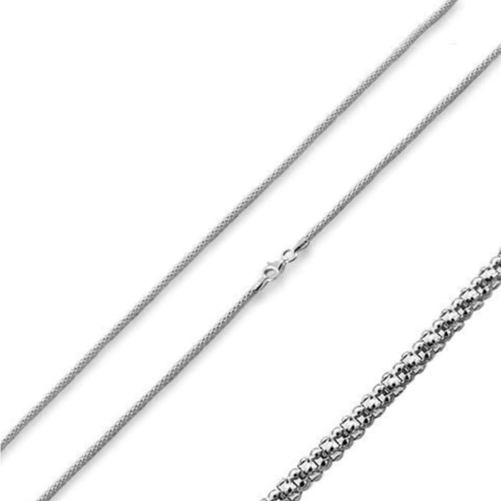 22 inch Solid 925 Sterling Silver Popcorn Chain 1.6 mm