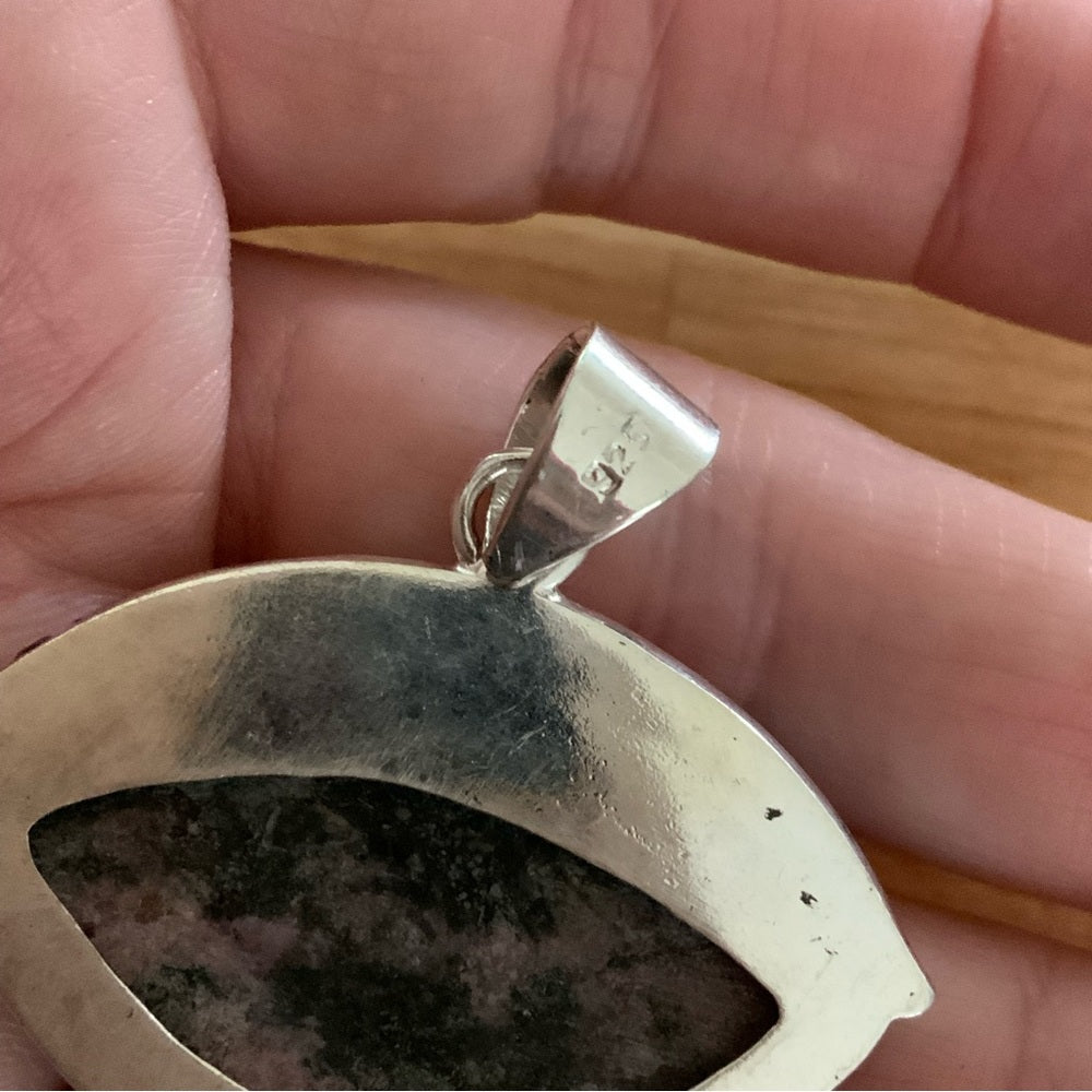 Rhodonite Solid 925 Sterling Silver Pendant