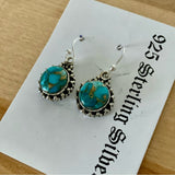 Copper Turquoise Solid 925 Sterling Silver Earrings