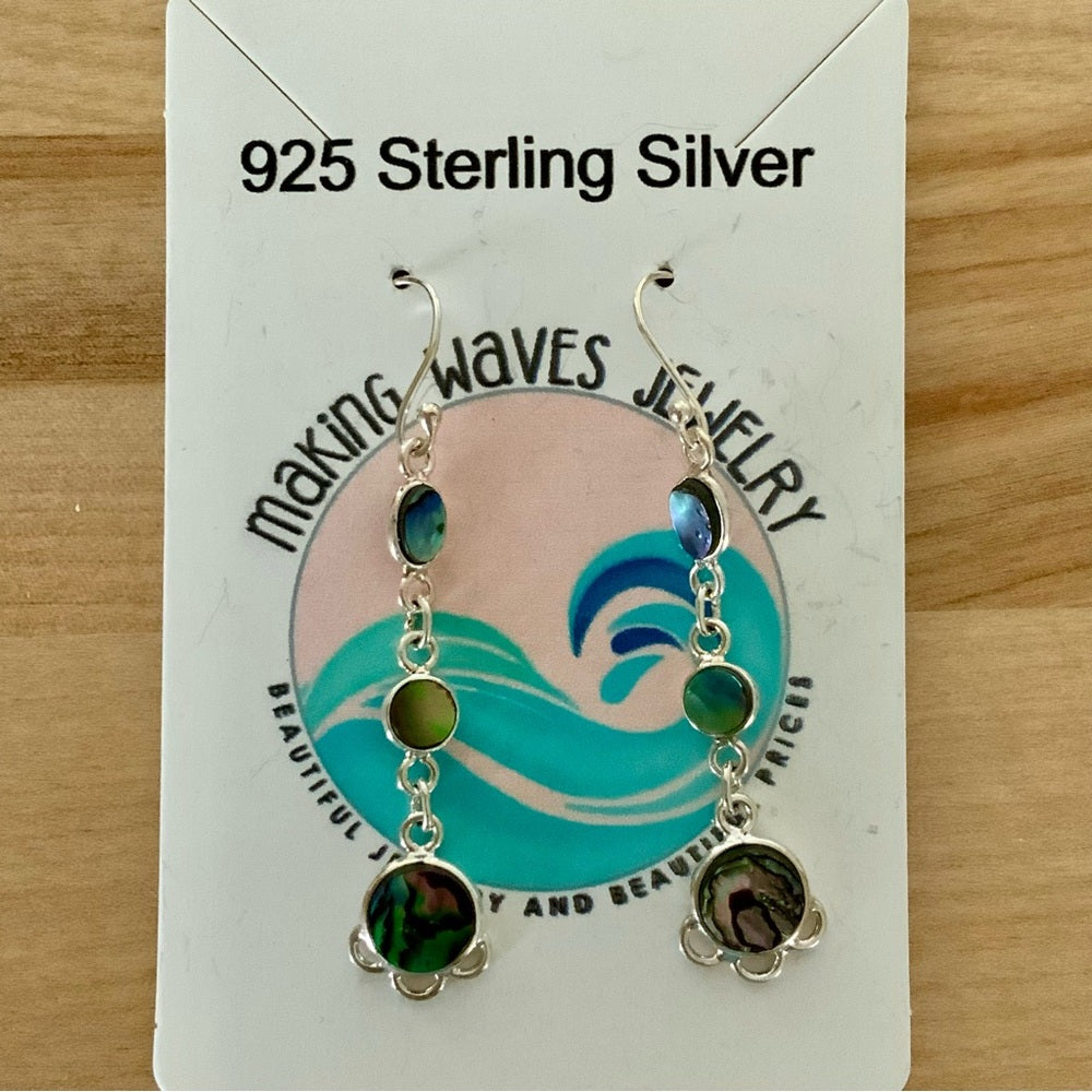 Abalone Solid 925 Sterling Silver Earrings