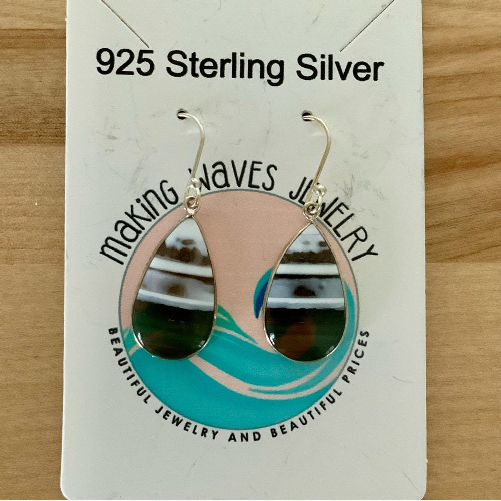 Botswana Agate Solid 925 Sterling Silver Earrings