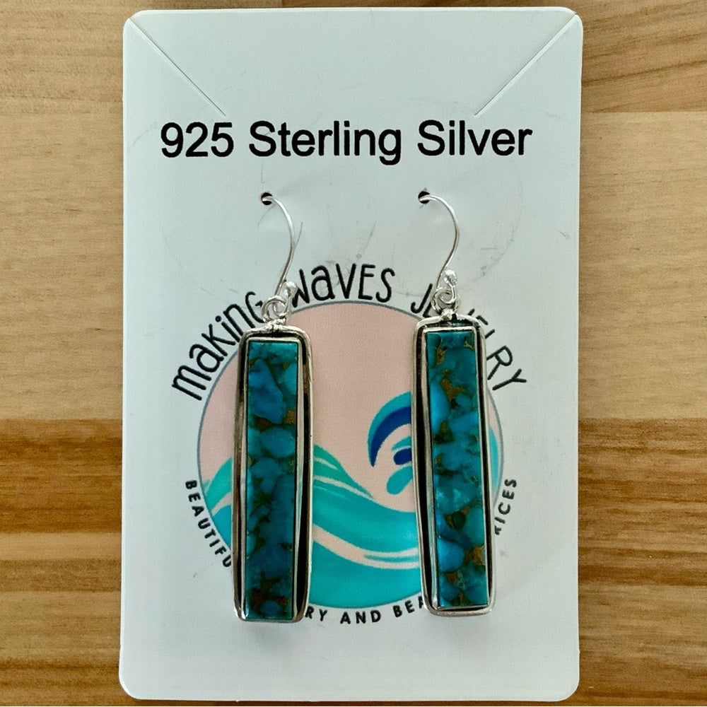Copper Turquoise Solid 925 Sterling Silver Earrings