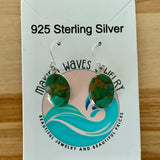 Teal Copper Turquoise Solid 925 Sterling Silver Earrings