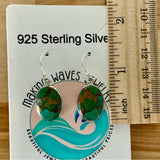 Kingman Teal Copper Turquoise Solid 925 Sterling Silver Earrings