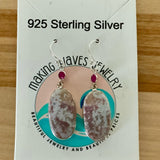 Red Moss Agate & Garnet Solid 925 Sterling Silver Earrings