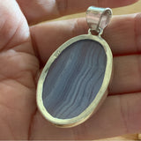Blue Lace Agate Solid 925 Sterling Silver Pendant